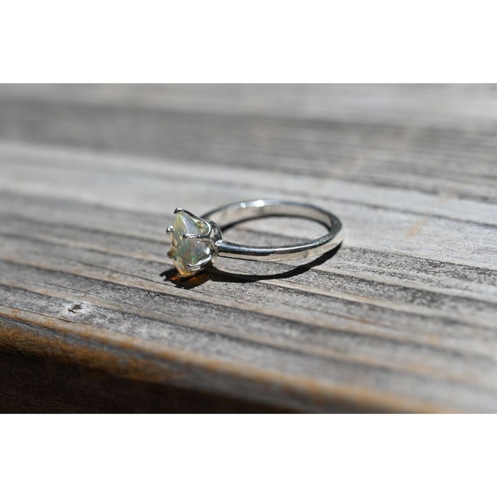 opal ring, unique opal ring, alternative engagement ring  jewelry for her, birth - Picture 6 of 6